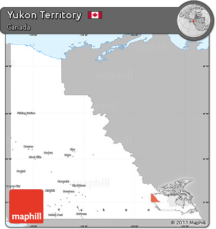 Gray Simple Map of Yukon Territory, single color outside