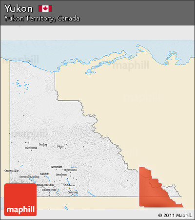 Classic Style 3D Map of Yukon, single color outside