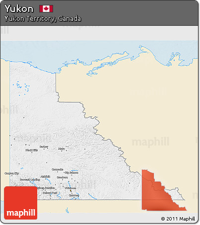 Classic Style 3D Map of Yukon, single color outside