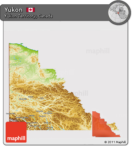 Physical 3D Map of Yukon, cropped outside