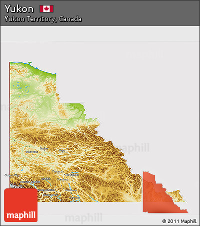 Physical 3D Map of Yukon, cropped outside