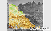 Physical 3D Map of Yukon, darken, desaturated