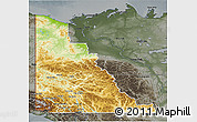 Physical 3D Map of Yukon, darken, semi-desaturated