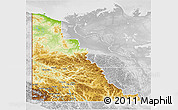 Physical 3D Map of Yukon, lighten, desaturated