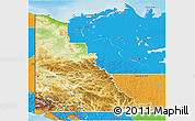 Physical 3D Map of Yukon, political outside