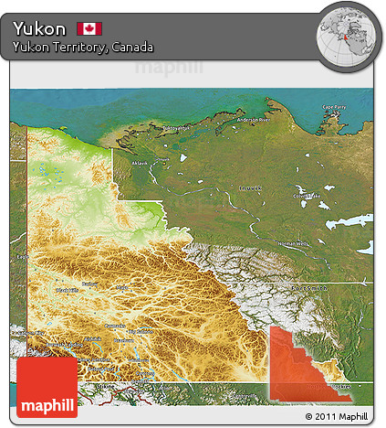 Physical 3D Map of Yukon, satellite outside