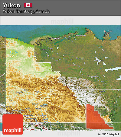 Physical 3D Map of Yukon, satellite outside