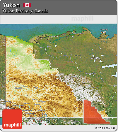 Physical 3D Map of Yukon, satellite outside