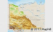Physical 3D Map of Yukon, shaded relief outside