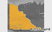 Political 3D Map of Yukon, darken, desaturated
