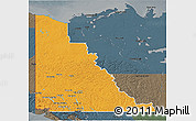 Political 3D Map of Yukon, darken, semi-desaturated
