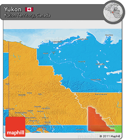 Political 3D Map of Yukon