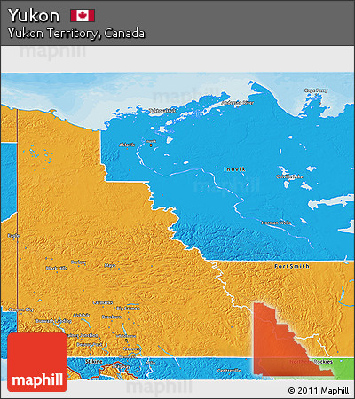 Political 3D Map of Yukon