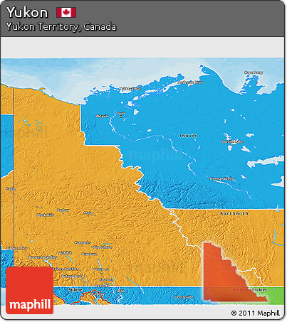 Political 3D Map of Yukon
