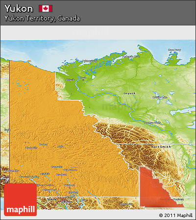 Political 3D Map of Yukon, physical outside