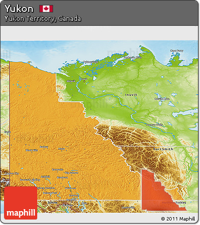 Political 3D Map of Yukon, physical outside