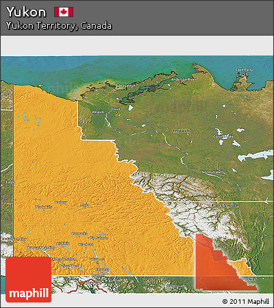 Political 3D Map of Yukon, satellite outside