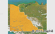 Political 3D Map of Yukon, satellite outside
