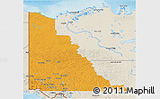 Political 3D Map of Yukon, shaded relief outside