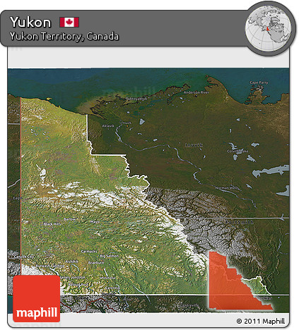 Satellite 3D Map of Yukon, darken