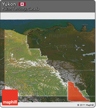 Satellite 3D Map of Yukon, darken