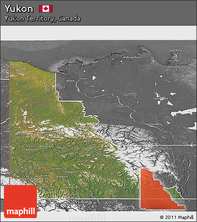 Satellite 3D Map of Yukon, desaturated