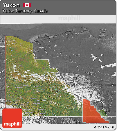 Satellite 3D Map of Yukon, desaturated