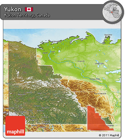 Satellite 3D Map of Yukon, physical outside