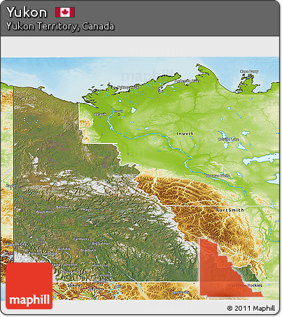 Satellite 3D Map of Yukon, physical outside