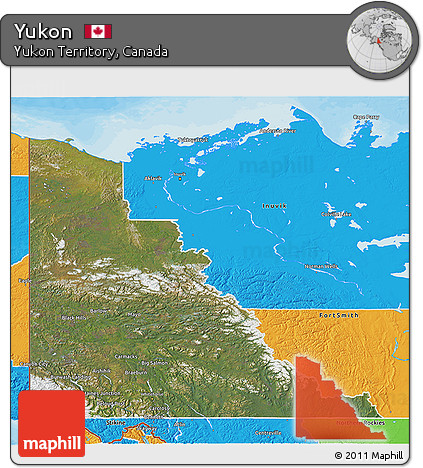 Satellite 3D Map of Yukon, political outside