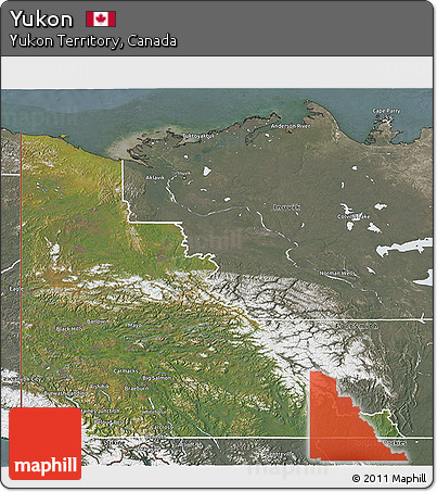 Satellite 3D Map of Yukon, semi-desaturated