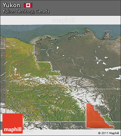 Satellite 3D Map of Yukon, semi-desaturated