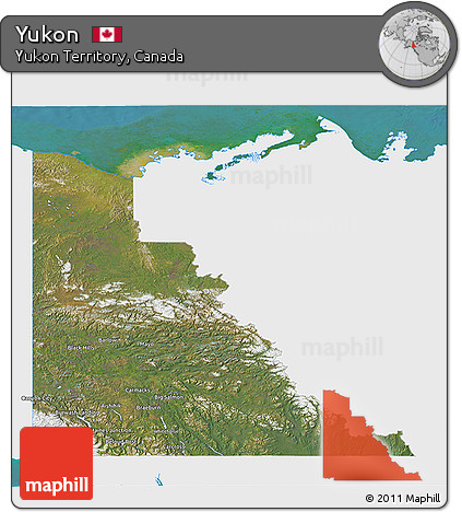 Satellite 3D Map of Yukon, single color outside