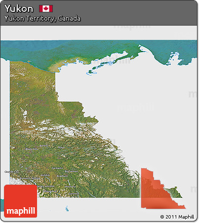 Satellite 3D Map of Yukon, single color outside