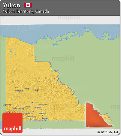 Savanna Style 3D Map of Yukon, single color outside