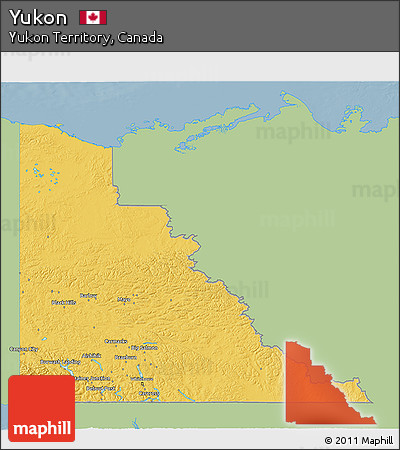 Savanna Style 3D Map of Yukon, single color outside
