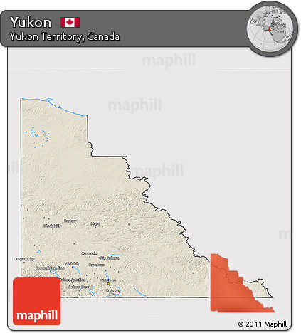 Shaded Relief 3D Map of Yukon, cropped outside