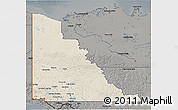 Shaded Relief 3D Map of Yukon, darken, semi-desaturated