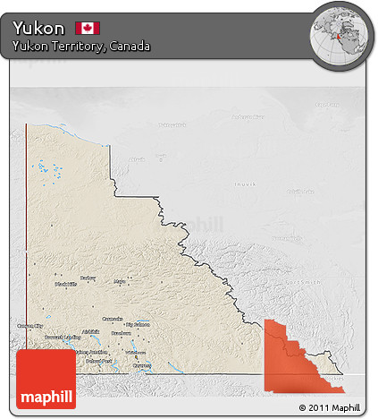 Shaded Relief 3D Map of Yukon, lighten, desaturated