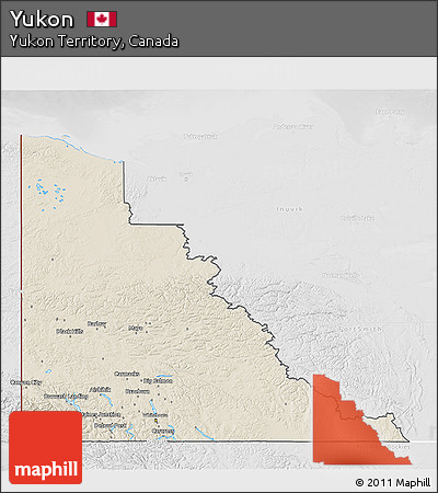 Shaded Relief 3D Map of Yukon, lighten, desaturated