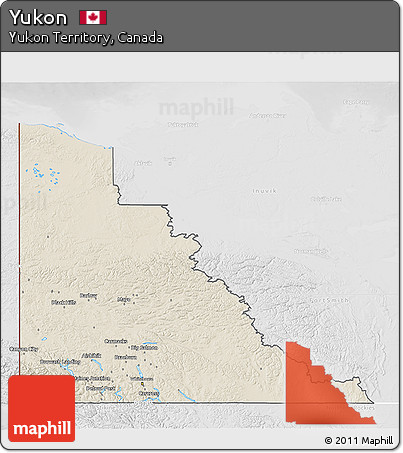 Shaded Relief 3D Map of Yukon, lighten, desaturated