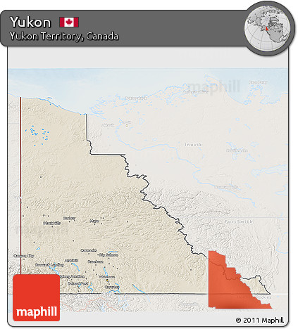 Shaded Relief 3D Map of Yukon, lighten