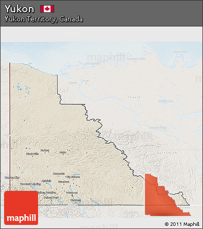 Shaded Relief 3D Map of Yukon, lighten