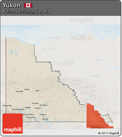 Shaded Relief 3D Map of Yukon, lighten