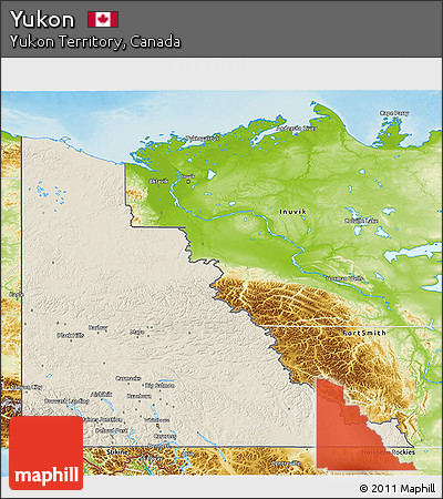 Shaded Relief 3D Map of Yukon, physical outside
