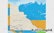Shaded Relief 3D Map of Yukon, political outside