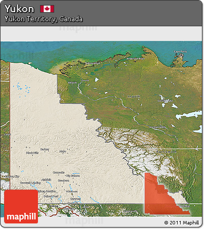 Shaded Relief 3D Map of Yukon, satellite outside