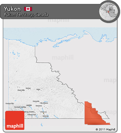 Silver Style 3D Map of Yukon, single color outside
