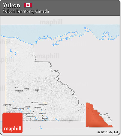 Silver Style 3D Map of Yukon, single color outside