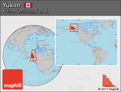 Gray Location Map of Yukon, within the entire country